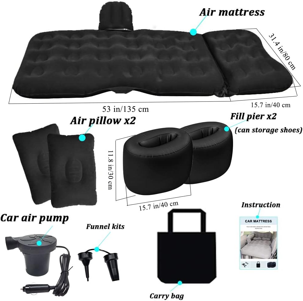 SAYGOGO Aufblasbare Auto Luftmatratze/Reisebett, verdicktes Campingbett, Isomatte mit Auto-Luftpumpe
