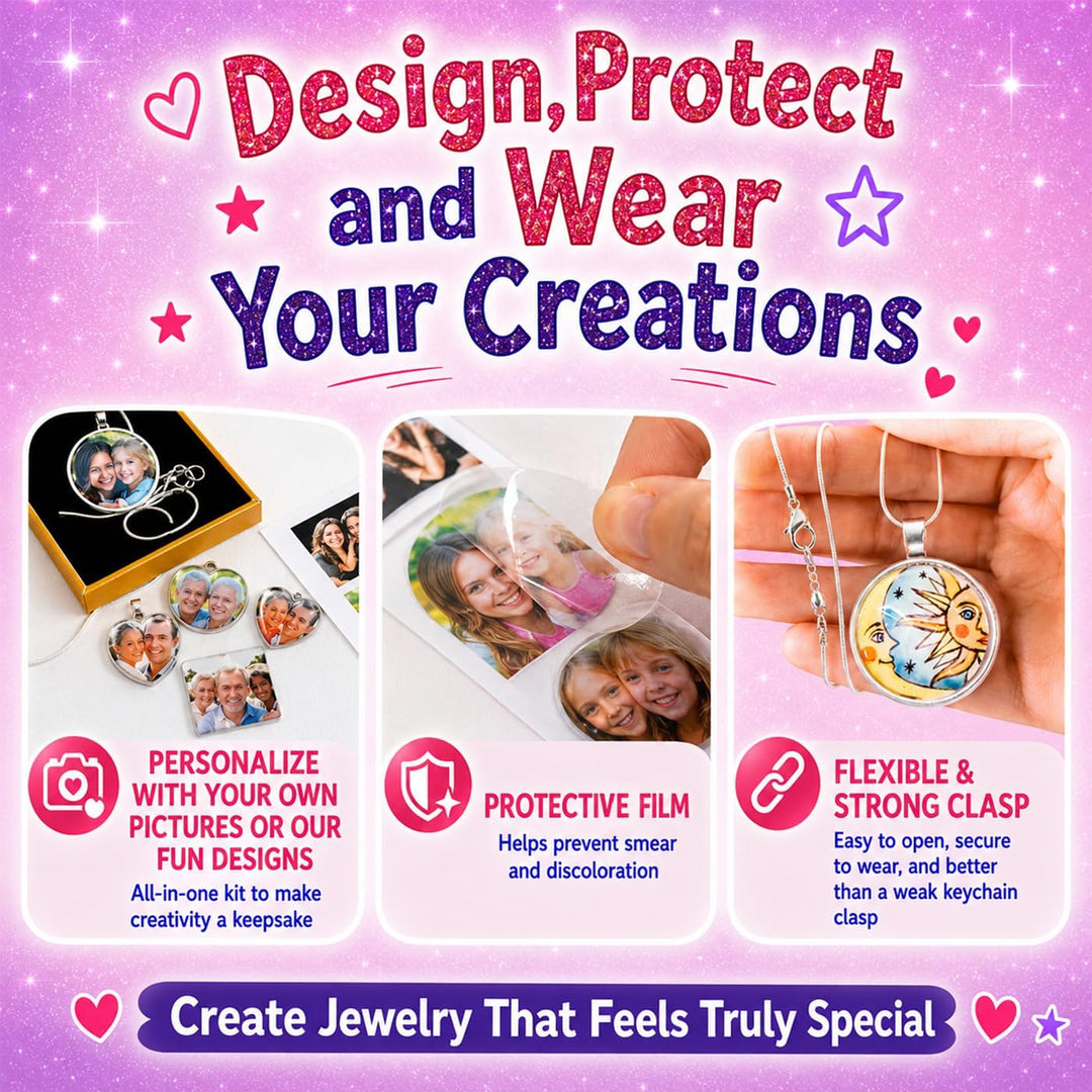 Mädchen Schmuckherstellung Kit. DIY Halskette Anhänger und Armband Bastelset mit Glasperlen &amp; Charms