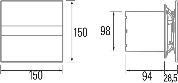 E-100 G - Abluftventilator für das Bad - Standardserie E Glass - Weisse Glasfront - Energieklasse B