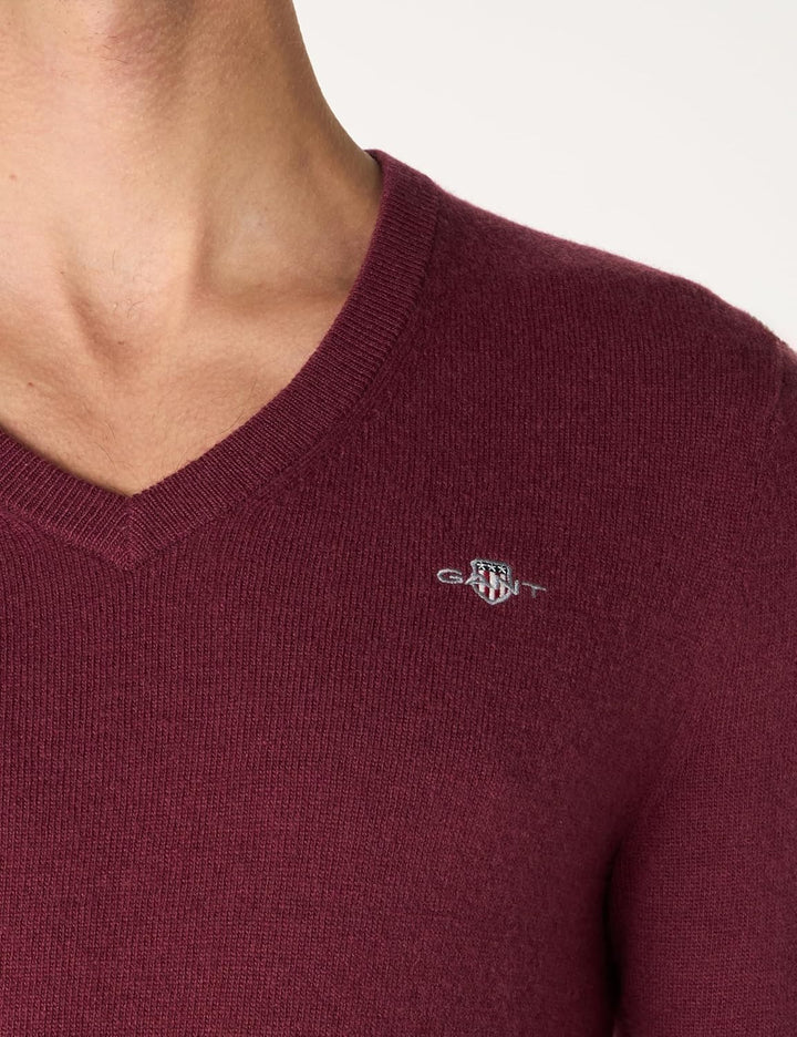 GANT Herren Md. Extrafine Lambswool V-Neck Pullover L Wine Red, L Wine Red