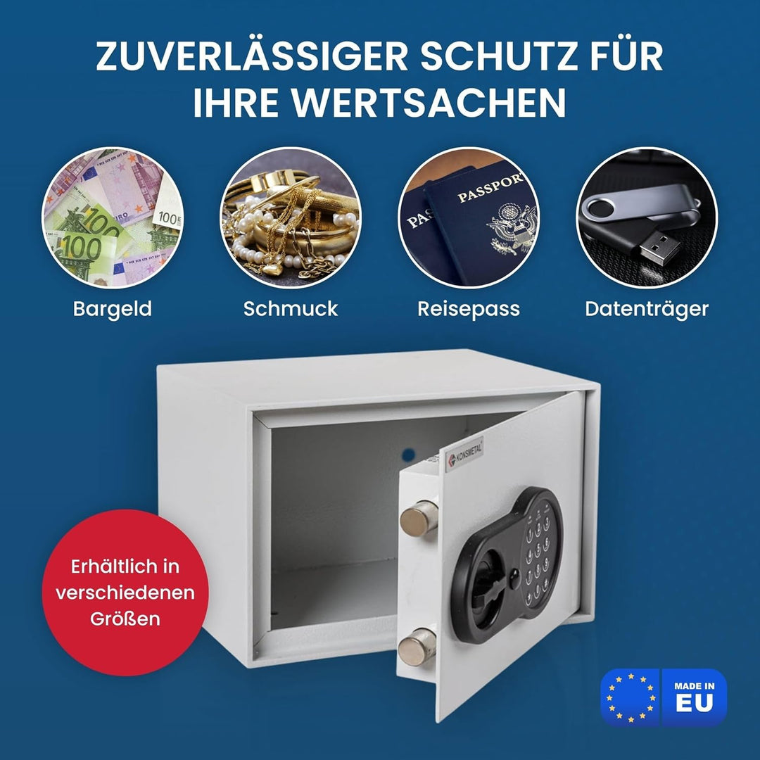 Konsmetall - Tresor für Zuhause Kolibri 2.0 16 T, Safe Tresor Elektronisch, Möbeltresor 15,3 x 24,6