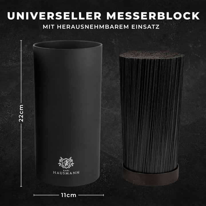 Messerblock mit Messer-Set - 6 teilig, Küchenmesser Set Edelstahl ink. Kochmesser, Brotmesser, Schäl