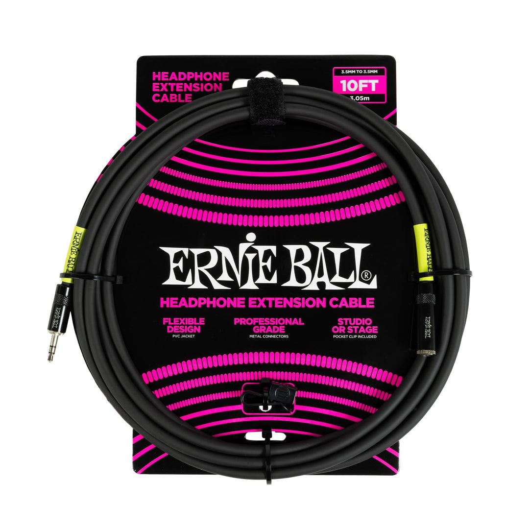 Ernie Ball Kopfhörer-Verlängerungskabel, 3,5 mm auf 3,5 mm, 3 m - Schwarz 3 m 3.5mm / 3.5mm, 3 m 3.5