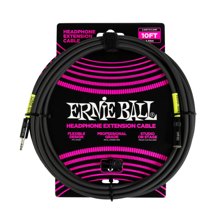 Ernie Ball Kopfhörer-Verlängerungskabel, 3,5 mm auf 3,5 mm, 3 m - Schwarz 3 m 3.5mm / 3.5mm, 3 m 3.5