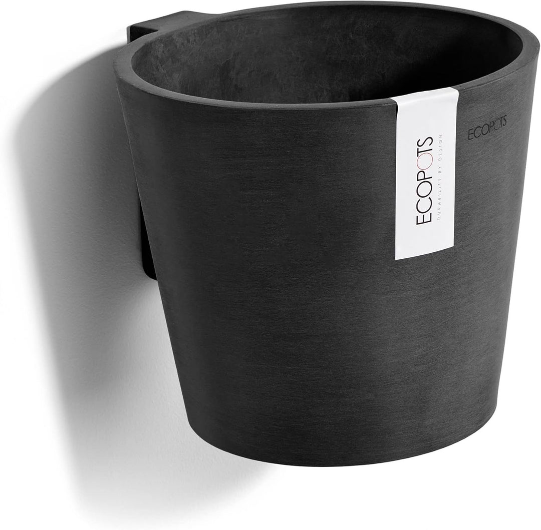 Ecopots Amsterdam Kollektion recycelter Blumentöpfe UV-beständig, für Haus & Garten Dunkelgrau 19.5