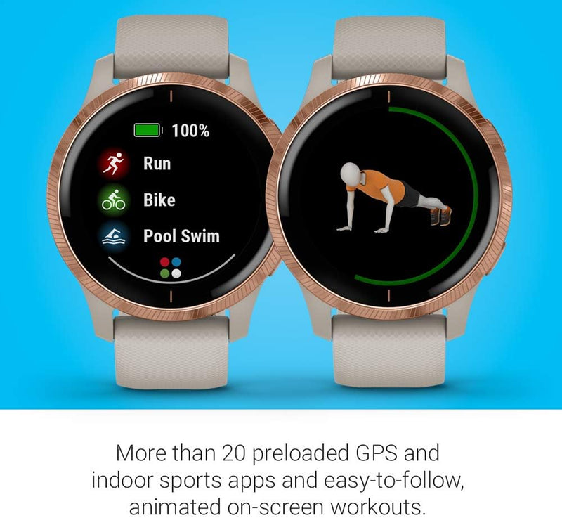 Garmin venu – wasserdichte GPS-Fitness-Smartwatch mit AMOLED Display, Trainingsplänen & animierten Ü