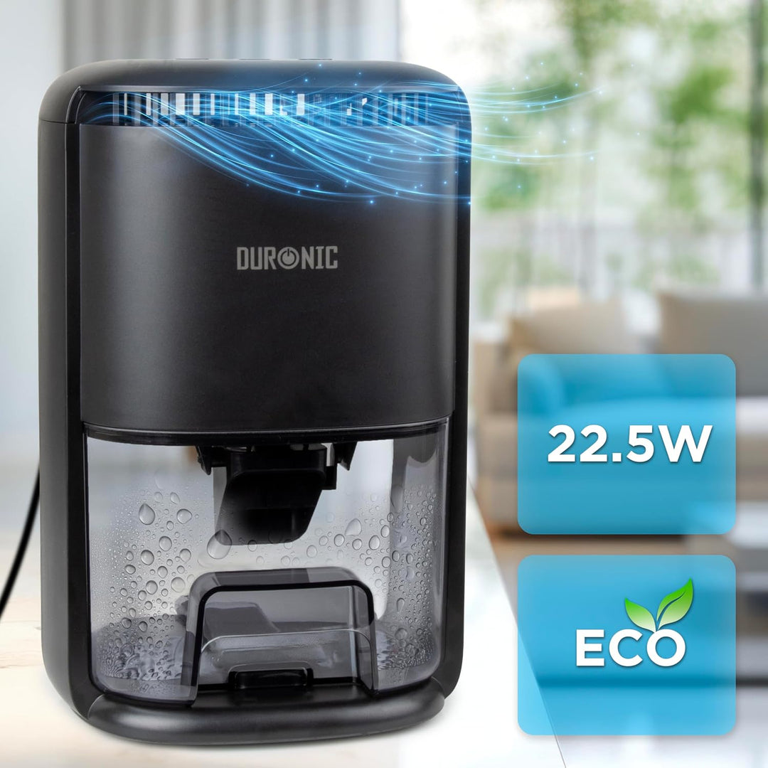 Duronic DH07 BK Luftentfeuchter, kompakter Entfeuchter mit 1l Wassertank | Elektrischer Raumentfeuch