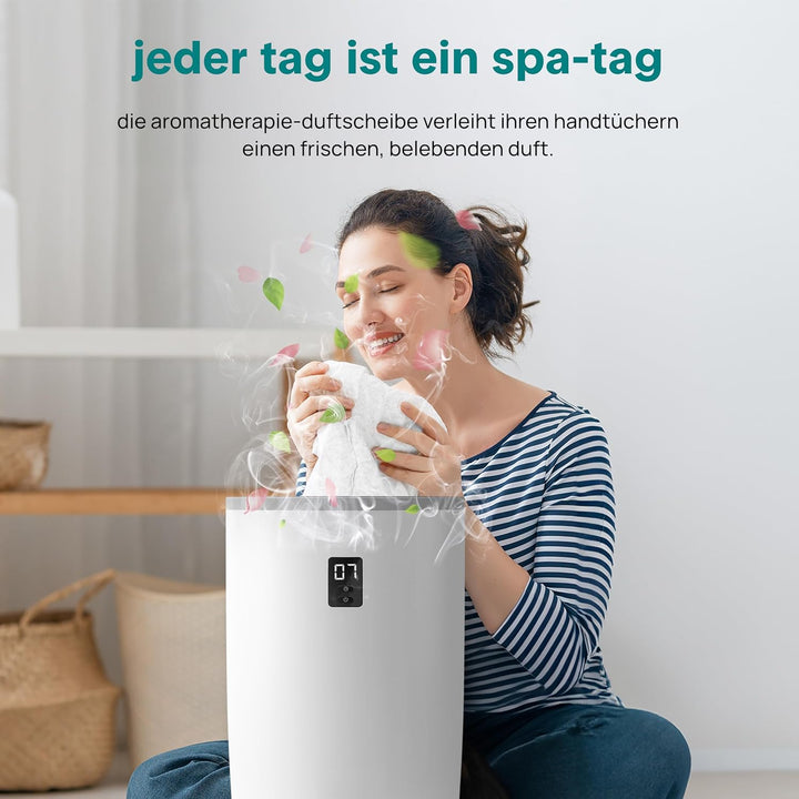SereneLife Handtuchhalter Braun Grau – Elektrischer Handtuchwärmer für 2 Handtücher Energiesparend u
