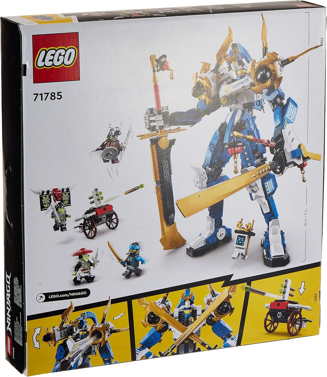 LEGO 71785 NINJAGO Jays Titan-Mech, Ninja-Spielset mit Jay, NYA und grüner Skelett-Krieger Minifigur