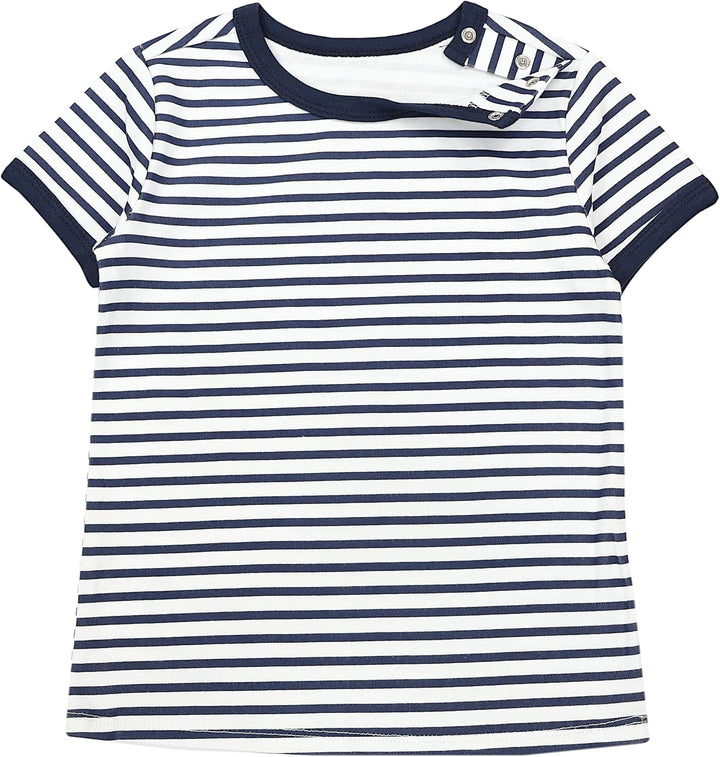 TupTam Baby Jungen Kurzarm T-Shirt mit Aufdruck Unifarben Sterne Streifen 5er Set 56 Blau_weiss_ster