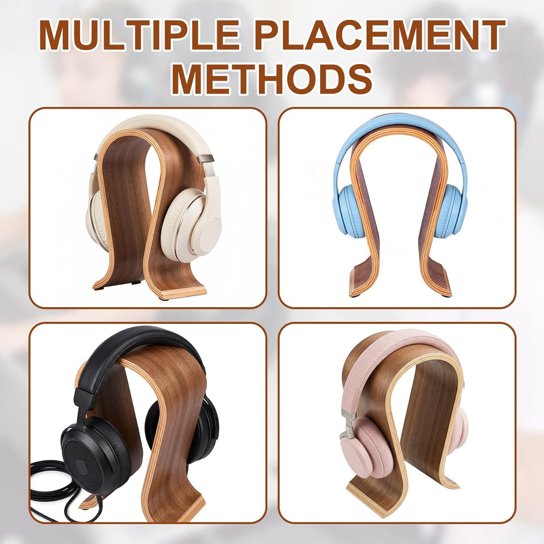 Kopfhörerständer aus Holz, Headset-Ständer für Schreibtisch, Walnussholz, Gaming-Kopfhörerhalter, Bo