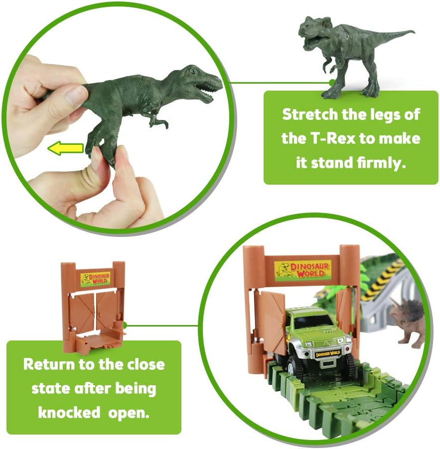 Dinosaurier Spielzeug Autorennbahn Rennbahn- Kinderspielzeug ab 3 4 5 6 Jahre Junge Mädchen,Dino Wel