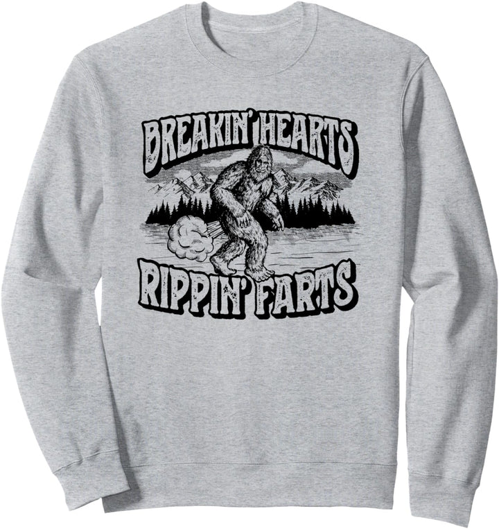 Breaking Hearts, Rippin' Farts Funny Sasquatch Bigfoot 80s Sweatshirt