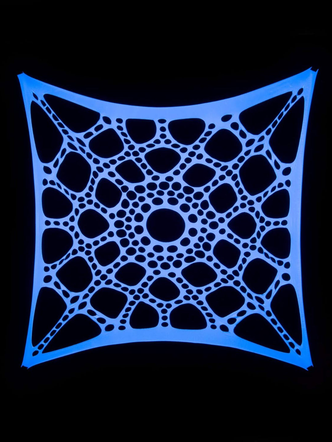 PSYWORK Schwarzlicht Segel Spandex | Neon Spiderweb | Weiss | 3 x 3m | UV-aktiv | Leuchtend | Wandtu