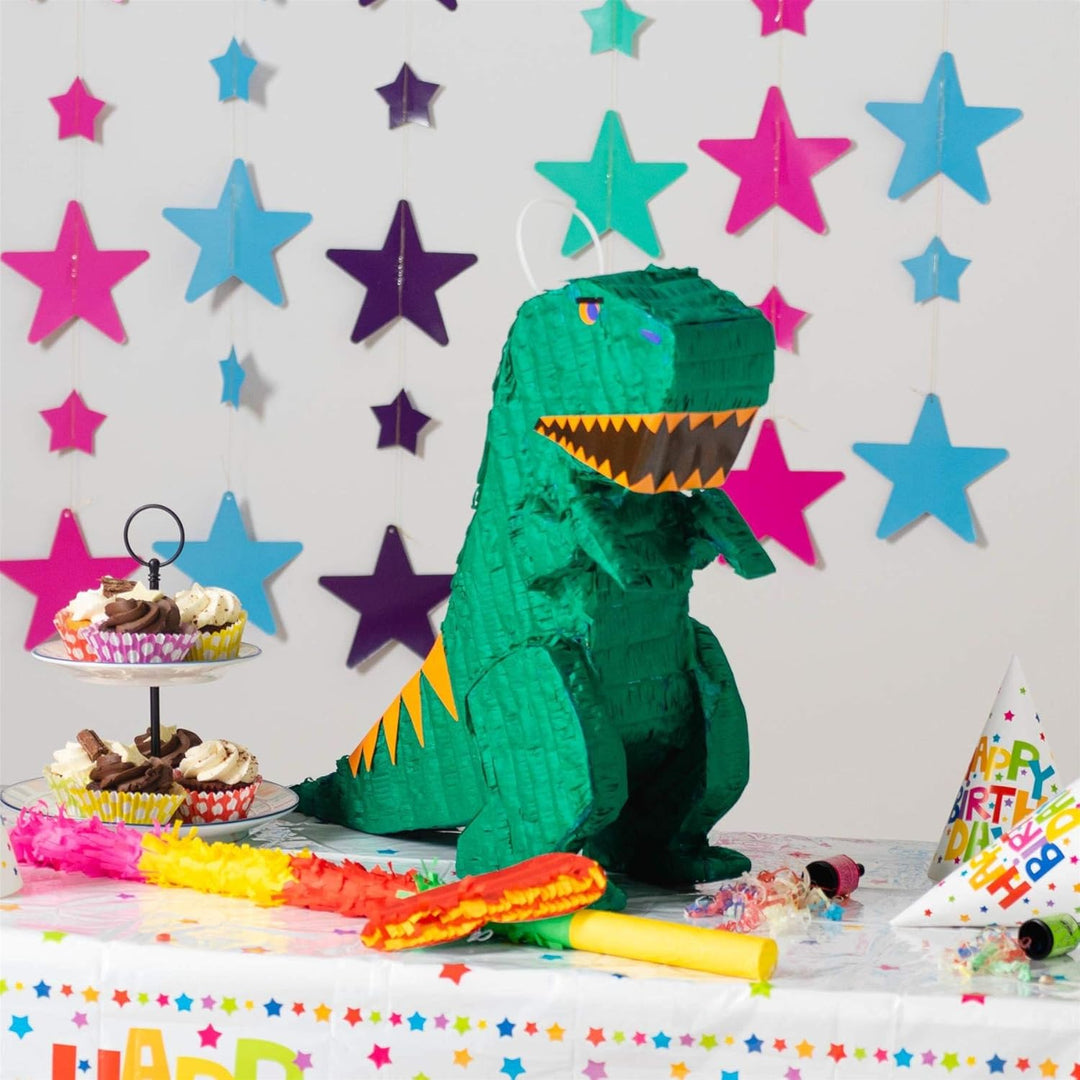 Fax Potato - Pinatas Dinosaurier -Karton Pinata, Stick Und Augenbinde - W43cm X D13cm X H55cm - Grün