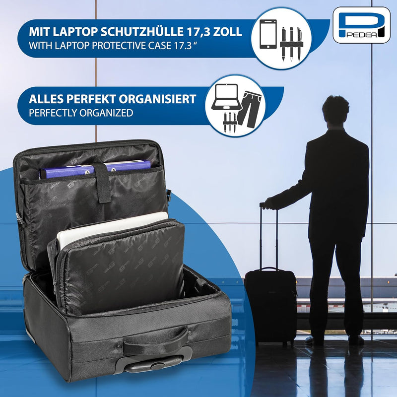 PEDEA Business Trolley "Premium Plus" Laptop-Rollkoffer bis 17,3 Zoll (43,9 cm) mit Übernachtungsfac