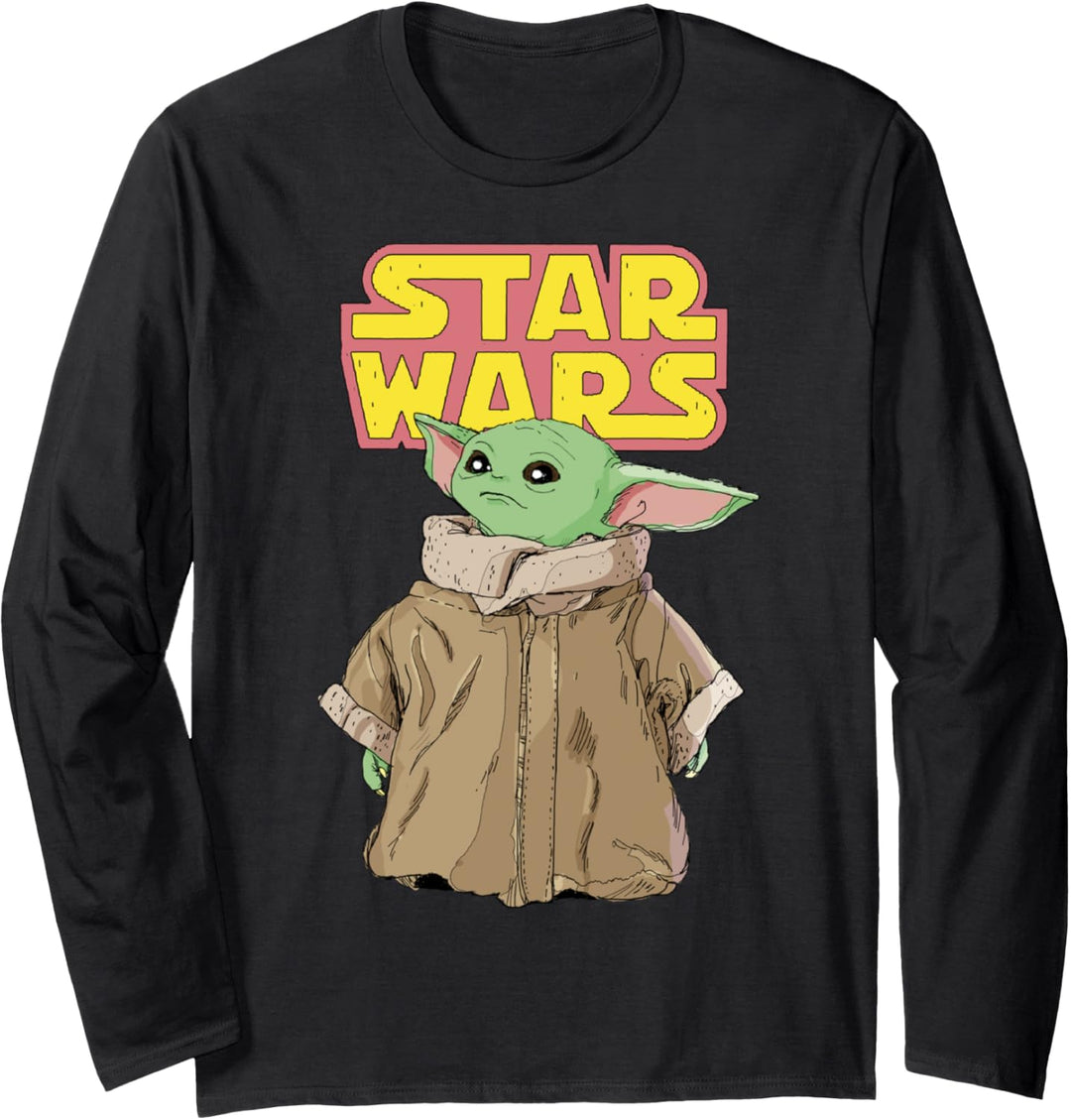 Star Wars The Mandalorian The Child Cute Stare Logo Langarmshirt
