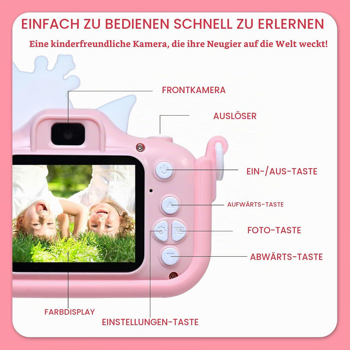 Kinderkamera, Digitalkamera Kinder 1080P 2,0"-Bildschirm Kinder Kamera mit 32GB Karte, Selfie Digita