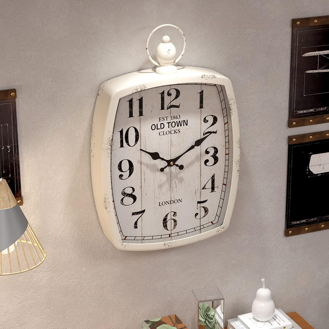 Menterry Rechteck Retro-Wanduhr, altmodisches antikes Design, rustikaler Vintage-Stil, batteriebetri
