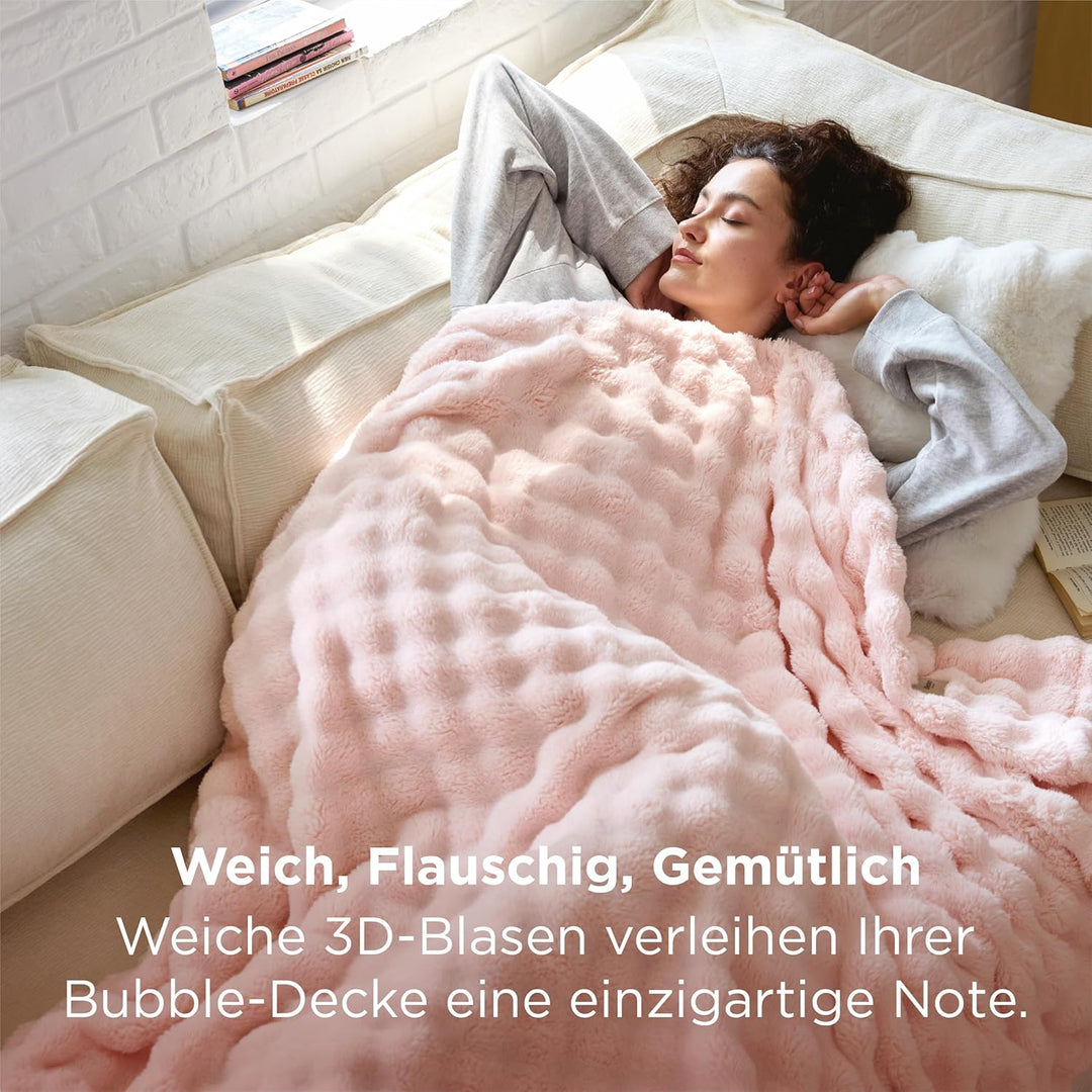 BEDSURE Kuscheldecke Flauschig Bubble Decke - Geschenke für Frauen Sofadecke, Wolldecke & Fleecedeck