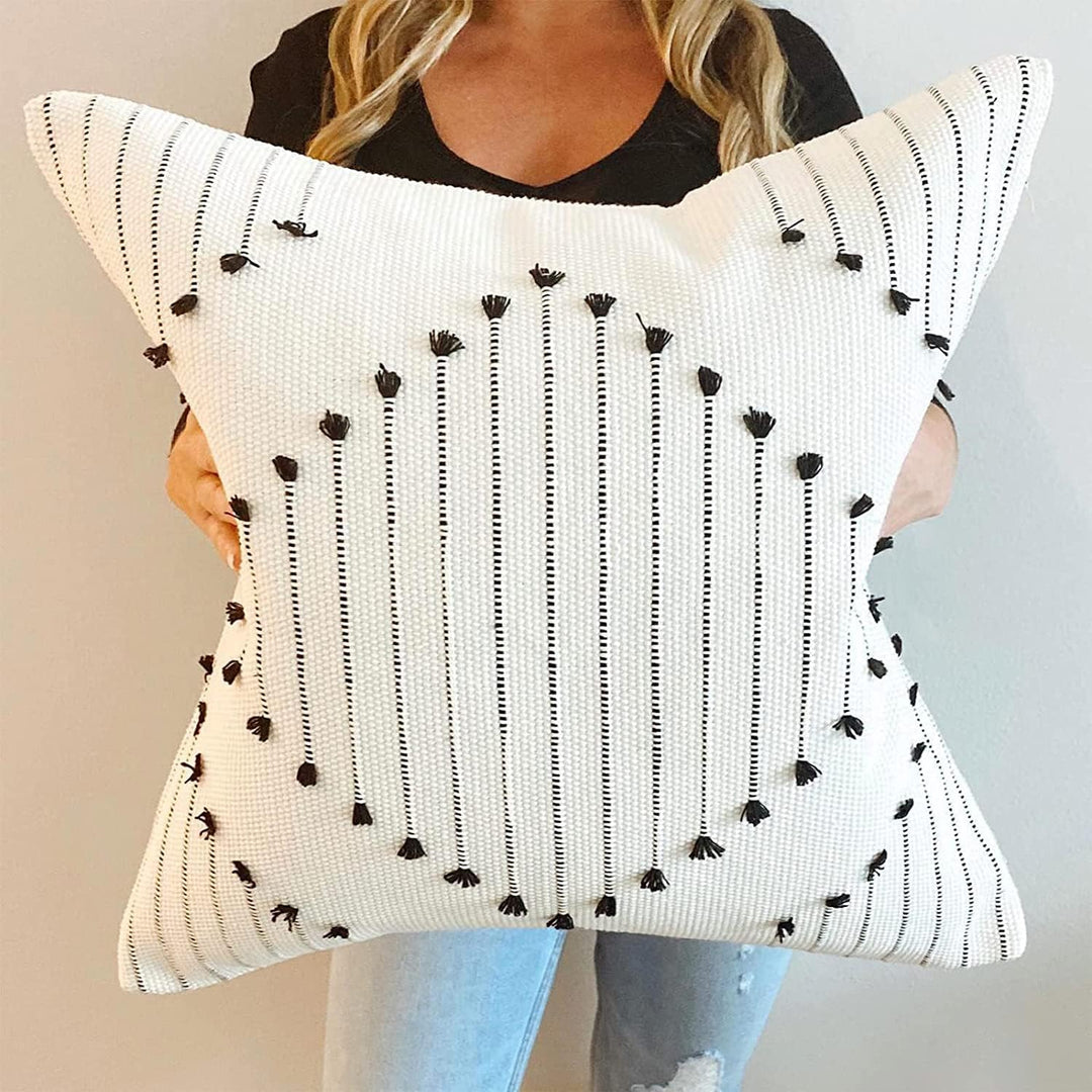 2er Set Boho Kissenbezug, 45x45cm Dekorative Kissenhülle Boho Dekokissen Baumwolle Kissenbezüge Sofa