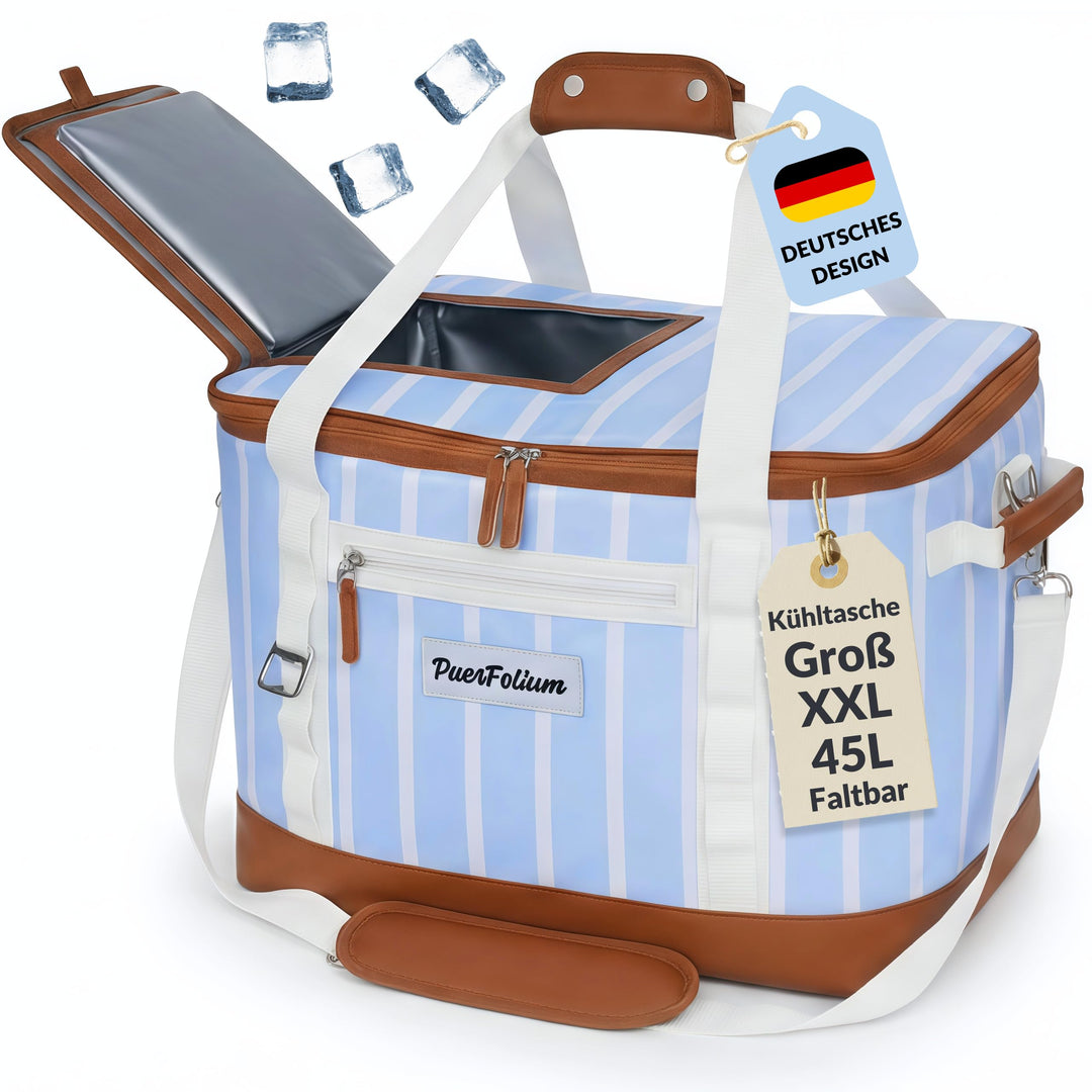 Kühltasche 45L Gross Faltbar XXL Wasserdicht Tragbar Mit Oberklappe Für Strand Camping Auto Picknick