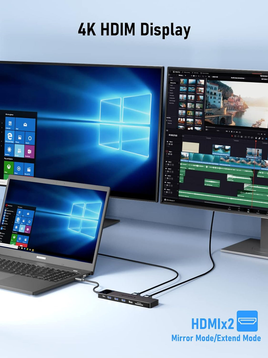 𝟐𝟎𝟐𝟒 𝐔𝐩𝐠𝐫𝐚𝐝𝐞 Docking Station USB C Hub 3*Display- 14 in 1, Lemorele USB C Dock 2 HDMI Adapter 4K, 3