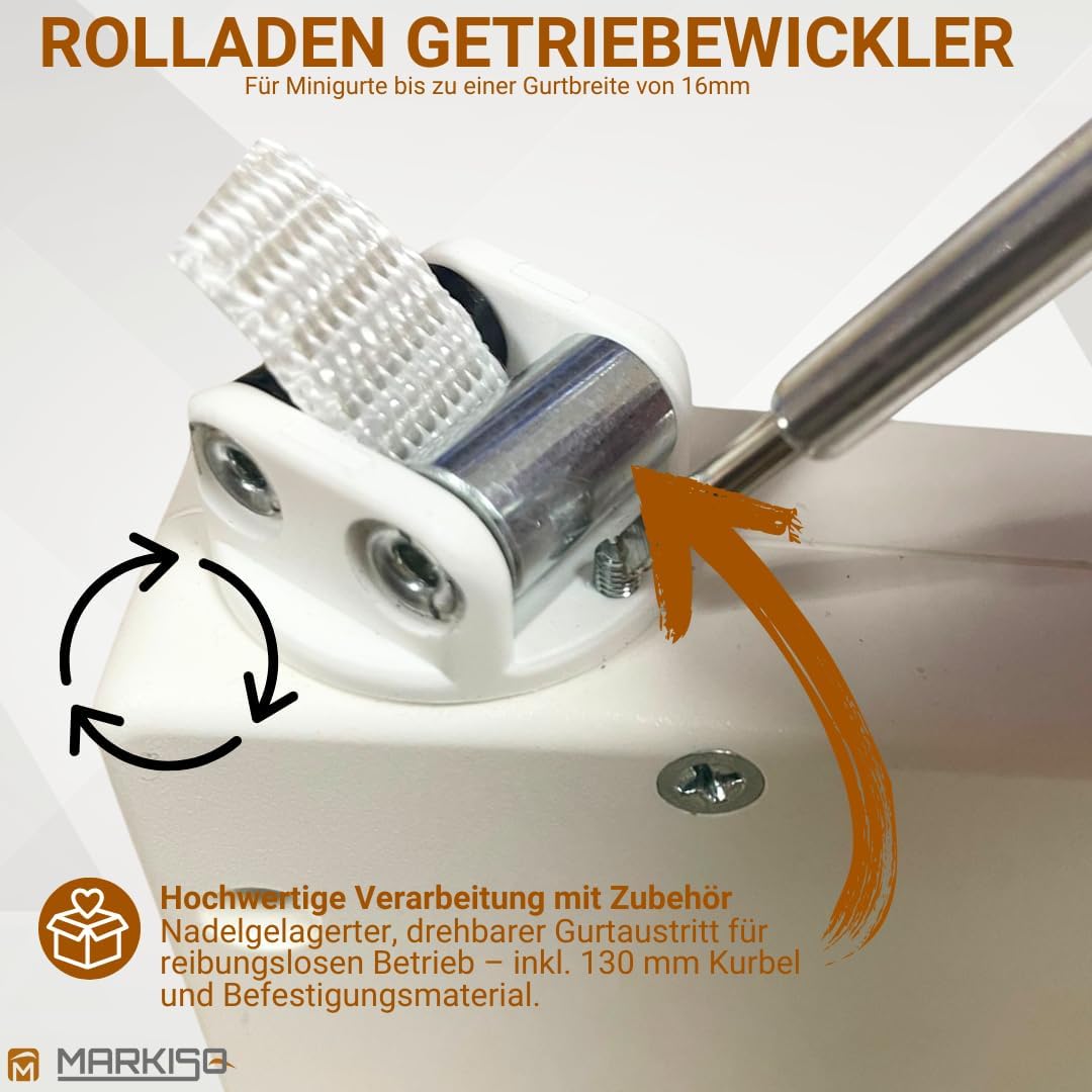 Rolladen Kurbelwickler Getriebewickler inkl. Kurbel für Gurte bis 16mm mit Einfädelautomatik 1 Stück