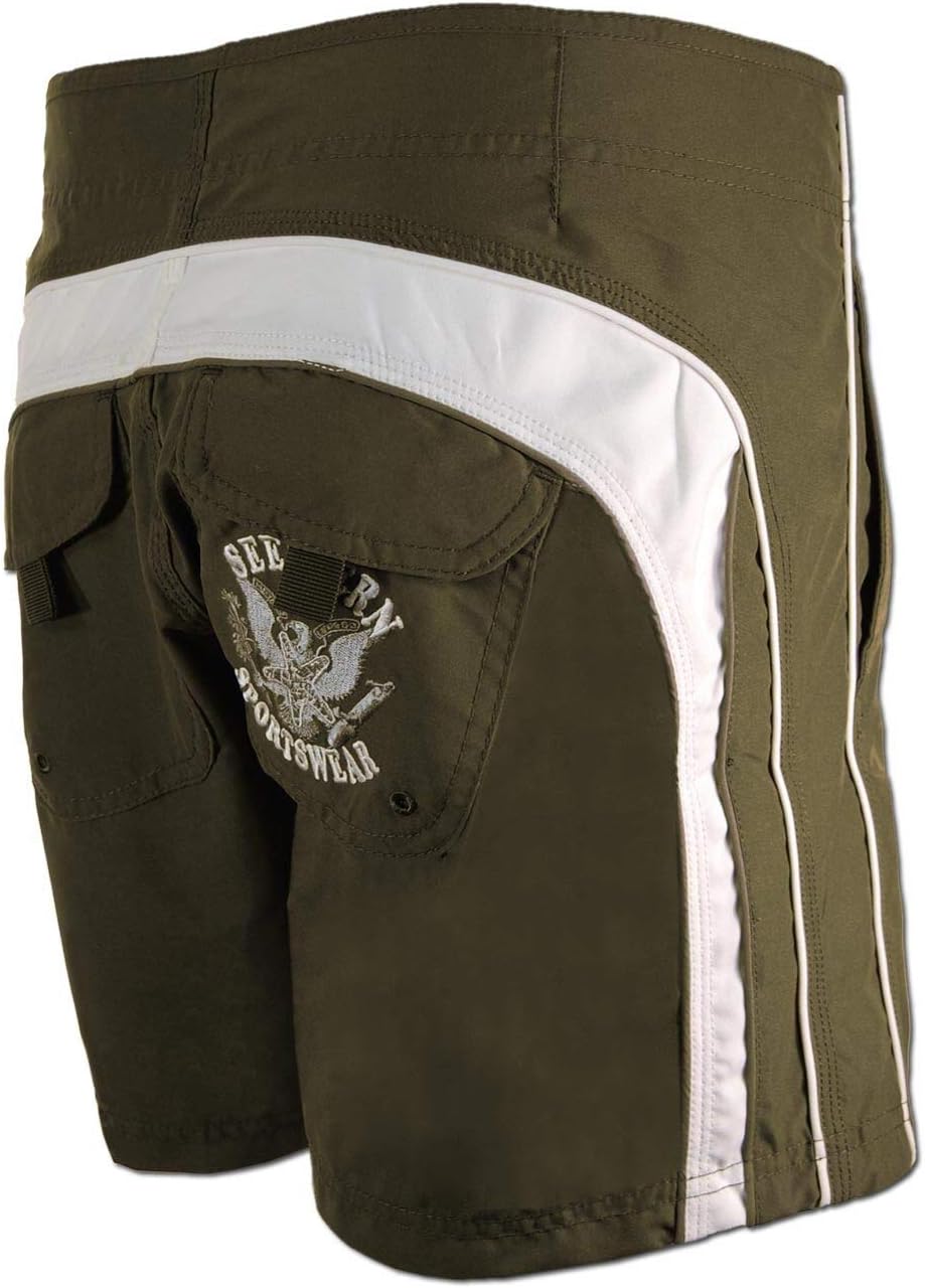 SEESTERN Herren Boardshorts kurzeVersion m.Taschen Surfshorts Bade Shorts XS-3XL /1644 3XL Grün, 3XL