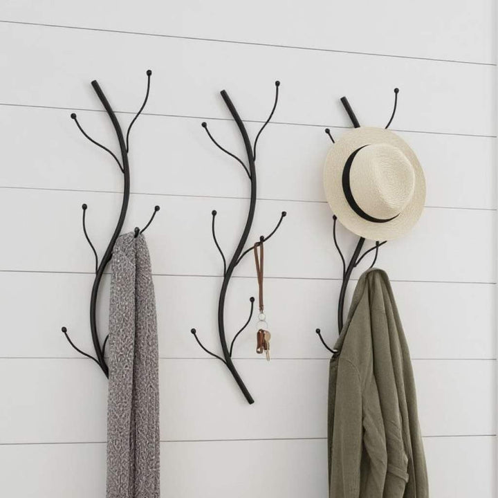 DanDiBo Wandgarderobe Schwarz Metall 3er Set Flora Garderobe Wand 93861 Garderobenhaken Flurgarderob