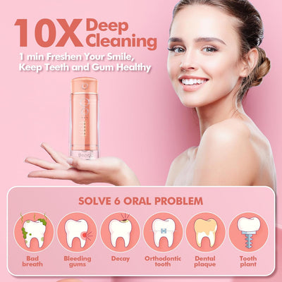 Reise Munddusche Kabellos Zahnreinigung: Oral Irrigator mit 5 Modi, 180ML Wassertank IPX7 Wasserdich