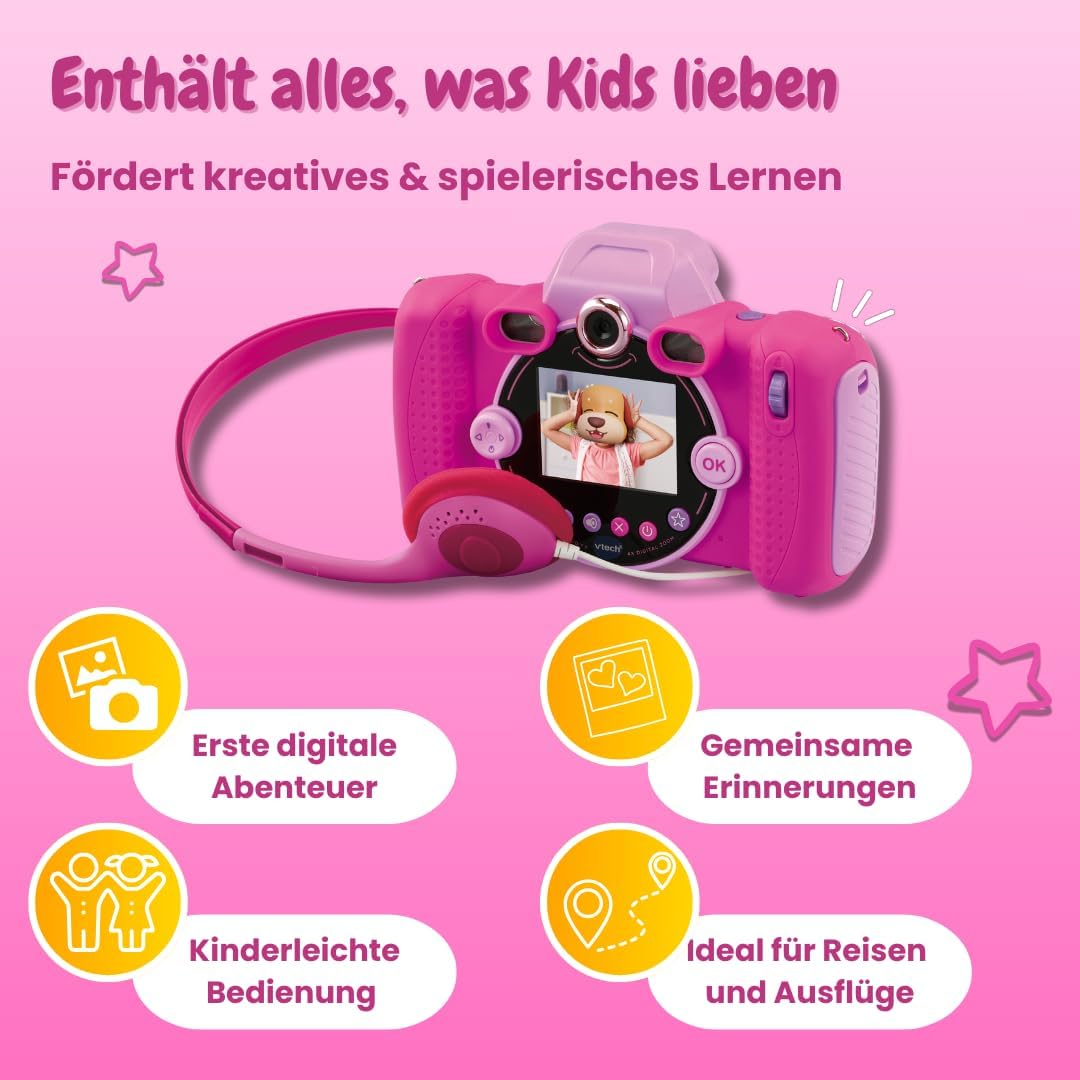 VTech KidiZoom Duo FX in Pink – Robuste Digitalkamera mit kreativen Apps und Spielfunktionen – Für K