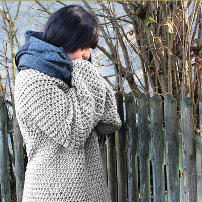 myboshi Häkelset Pullover Muko, inkl. No.1 Wolle, Nadel und Anleitung, original Label, Häkelpaket, 3