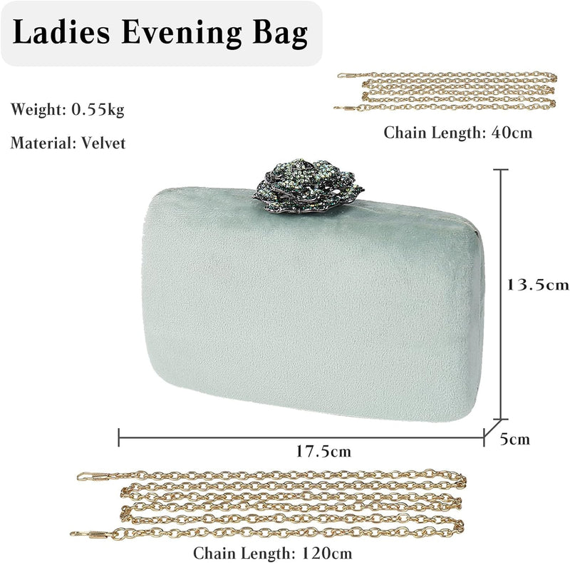 CORIOS Damen Abendtasche Samt Clutch Bag Glitter Handtasche Glänzend Schultertasche Kette Tasche Shi