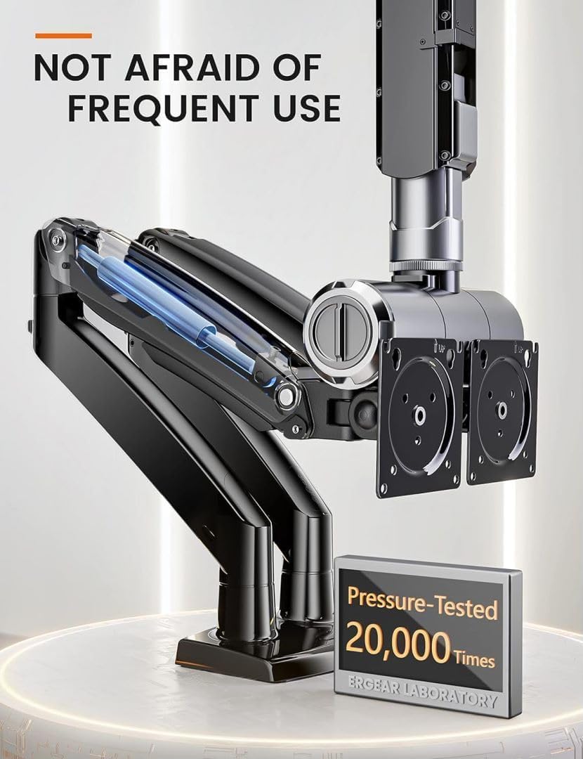 ErGear Monitor Halterung 2 Monitore bis 40 Zoll, Ergonomischer Bildschirmhalterung mit USB-Anschluss
