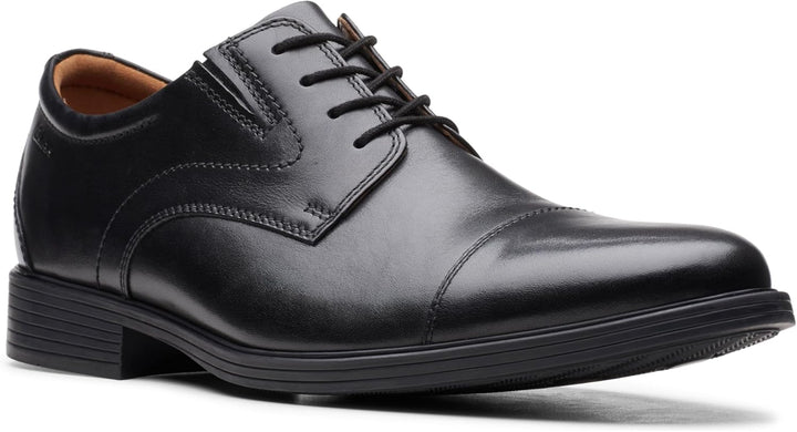 Clarks Herren Whiddon Cap Sneaker 43 EU Schwarzes Leder, 43 EU Schwarzes Leder