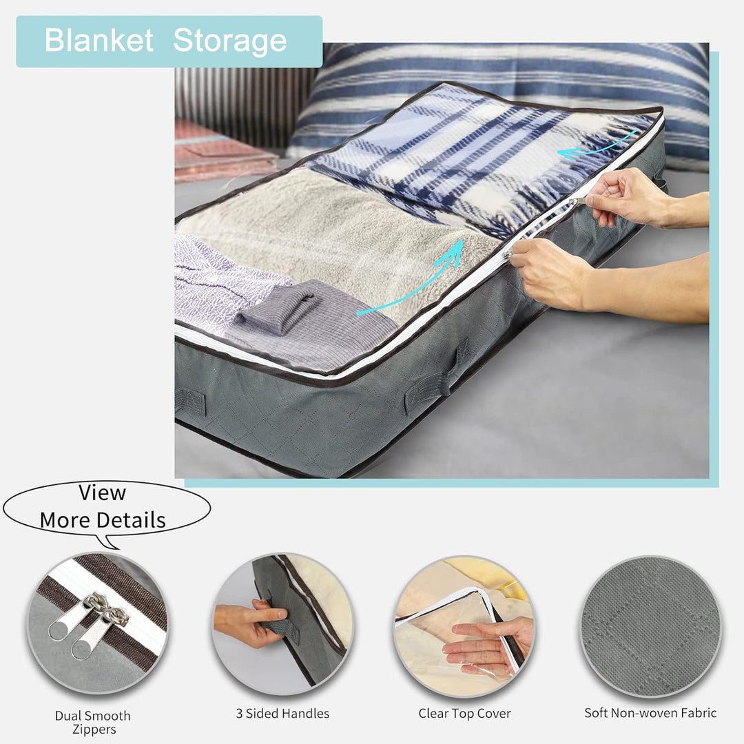 MIXC 4 Stück Unterbett Aufbewahrungsbox, Unterbettkommode, 100L Aufbewahrungsbox mit Deckel, Aufbewa