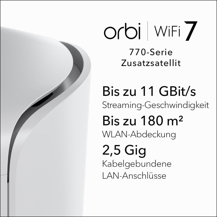 NETGEAR Orbi Serie 770 | Mesh WiFi 7 Satellit | RBE770 | Kompatibel mit Orbi Serie RBE772 und RBE773