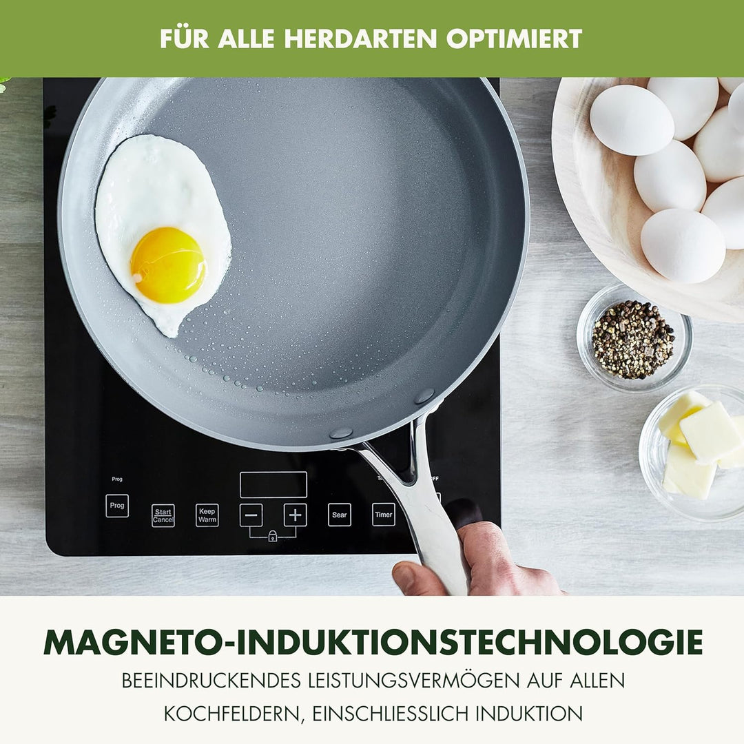 GreenPan Valencia Pro Harteloxierte Gesunde Keramik Antihaft 16 cm / 1,5 Liter Stielkasserolle mit D
