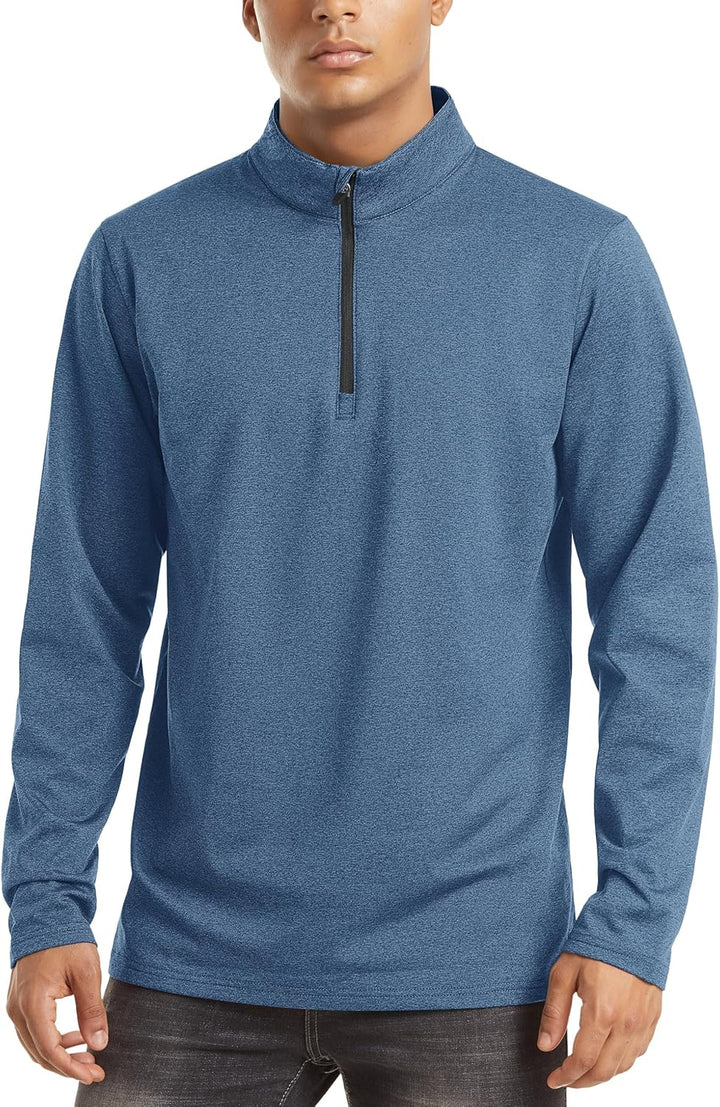 TACVASEN Pullover Herren Langarmshirt Half Zip Fleece Winterpullover Warm Atmungsaktiv Sport Sweatsh