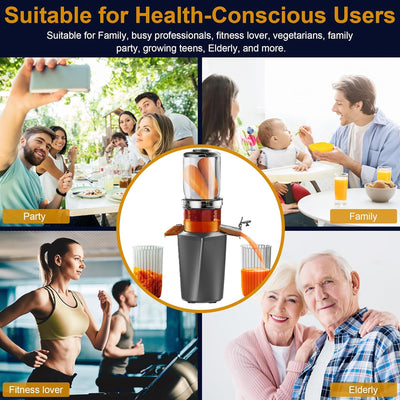 Fyenkfar ENTSAFTER GEMÜSE UND OBST TESTSIEGER - ENTSAFTER SLOW JUICER für mehr Vitamin und Enzyme, O