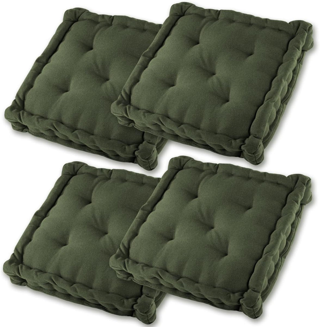 Gräfenstayn® 4er-Set Sitzkissen Stuhlkissen 40x40x8cm für Indoor und Outdoor aus 100% Baumwolle Dick