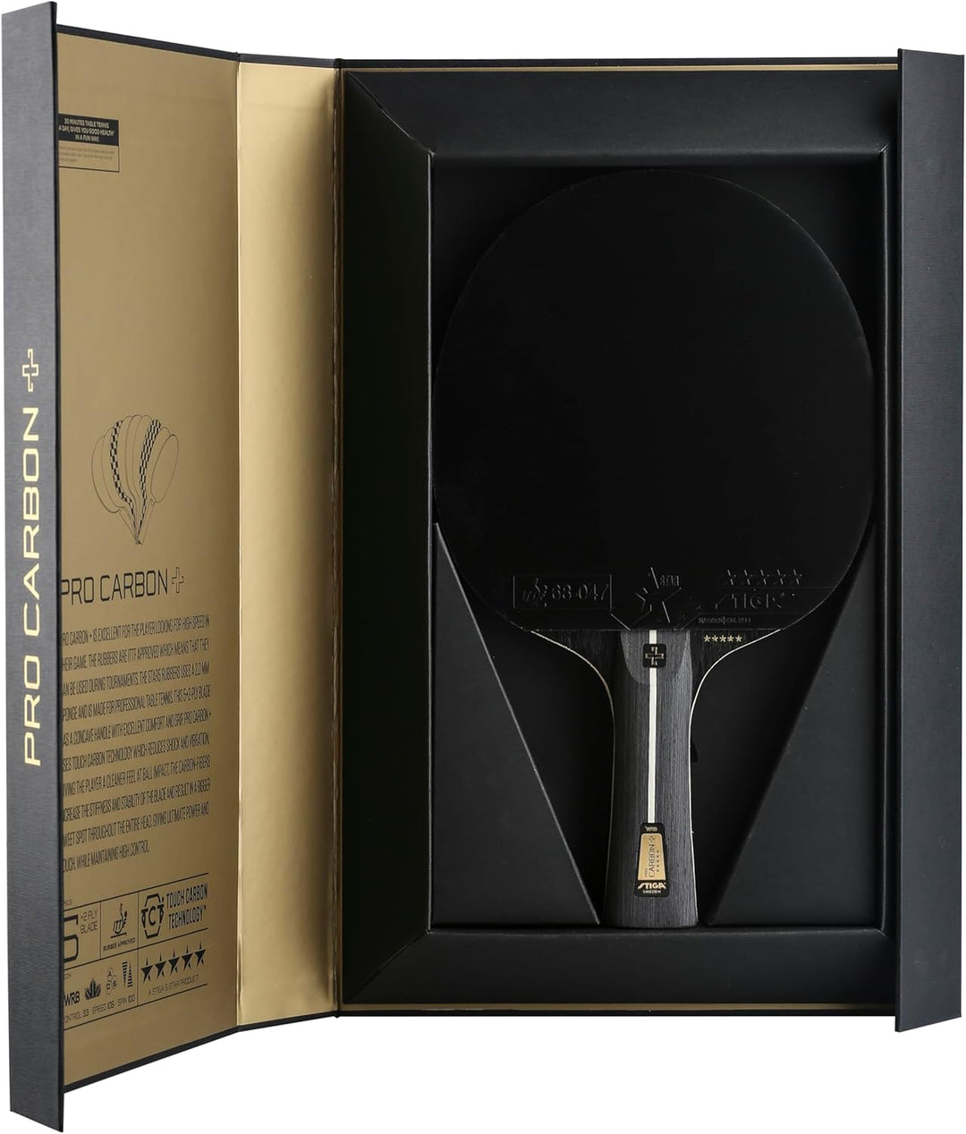 STIGA Unisex – Erwachsene Pro Carbon + Profi Tischtennisschläger,, Pro Carbon Tischtennisschläger, S
