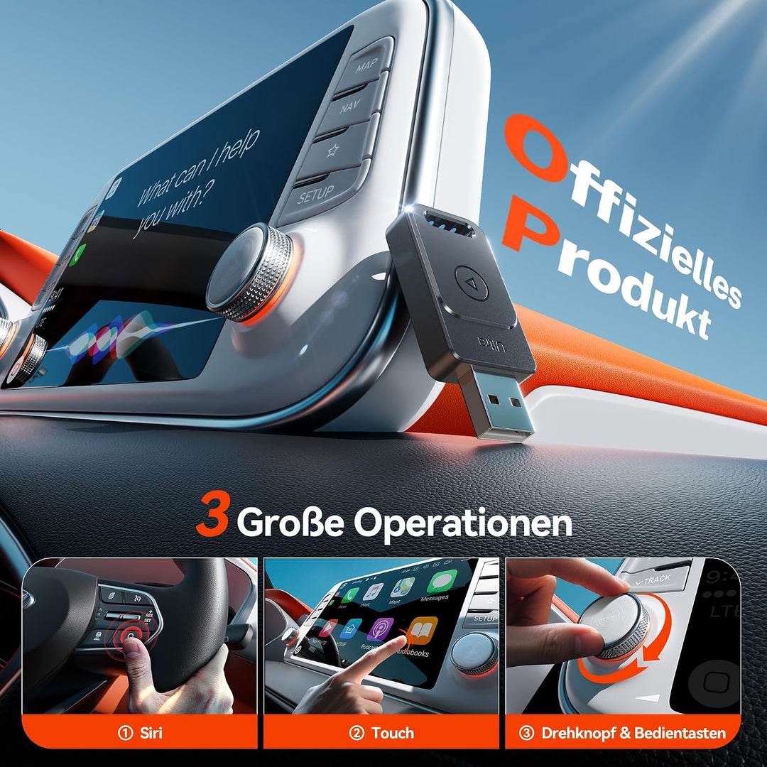 für Apple Carplay Wireless Adapter, Autoverbindung, Keine Latenz, Plug&Play, Wireless Carplay Adapte