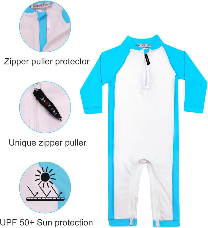 weVSwe Baby Bademode UPF 50+ Schutz Junge Badeanzüge Schrittreissverschluss Langarm mit Sommer Sonne