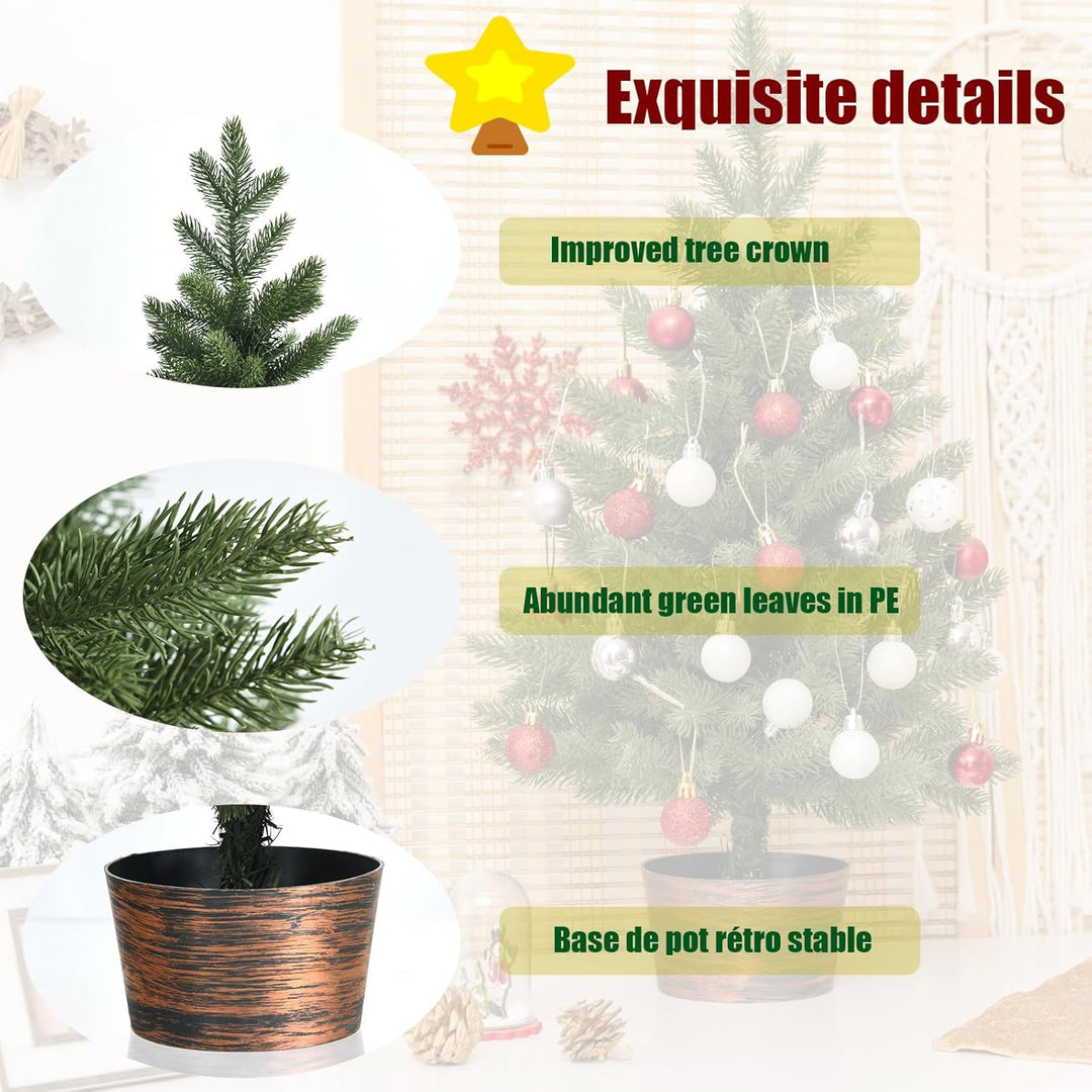 KOMFOTTEU Mini Weihnachtsbaum, 60cm Tisch Weihnachtsbaum, Christbaum mit dicken Ästen aus PE, künstl