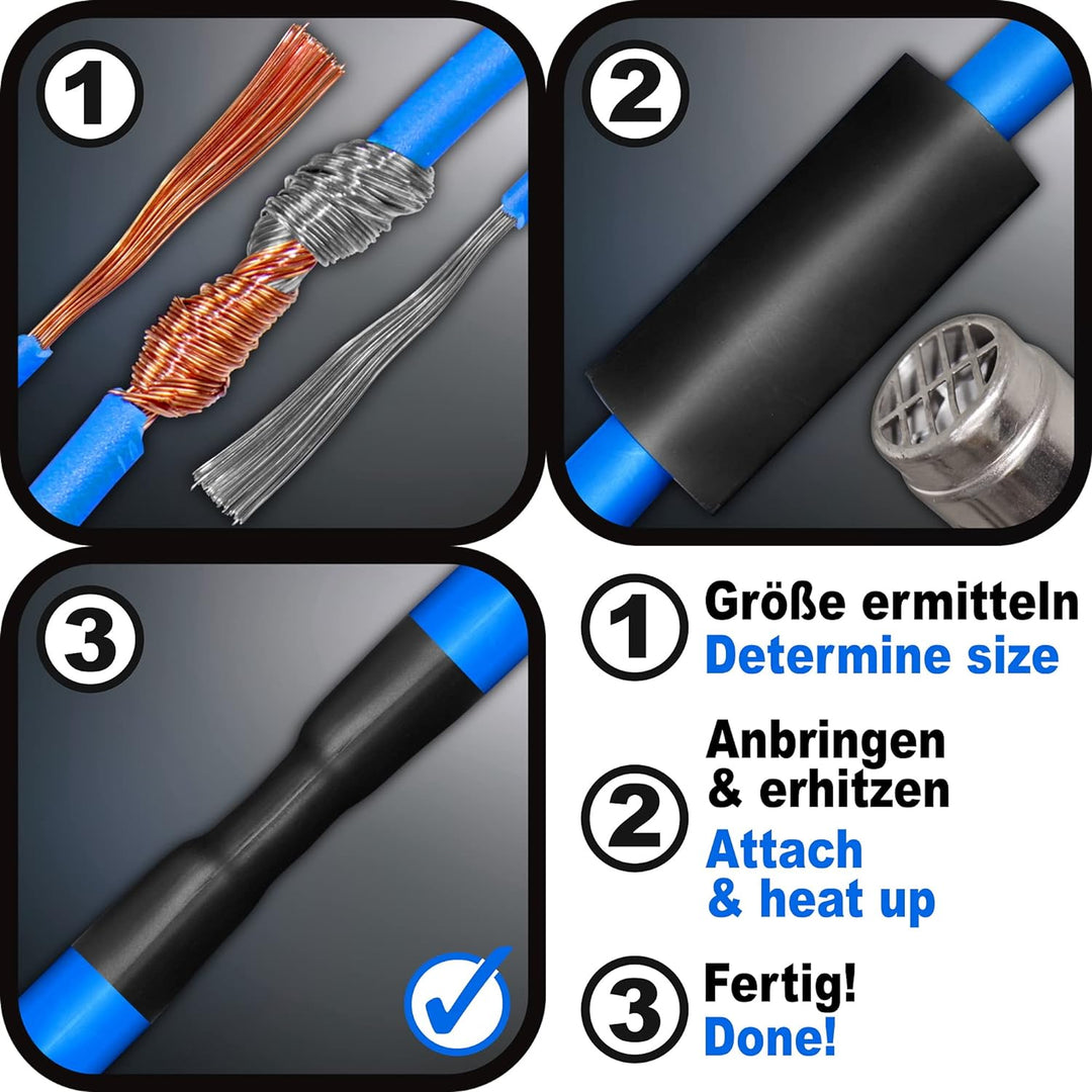 ISOLATECH Schrumpfschlauch Meterware blau mit Kleber Ø 100mm 2 Meter Schrumpfverhältnis 2:1 Set Poly