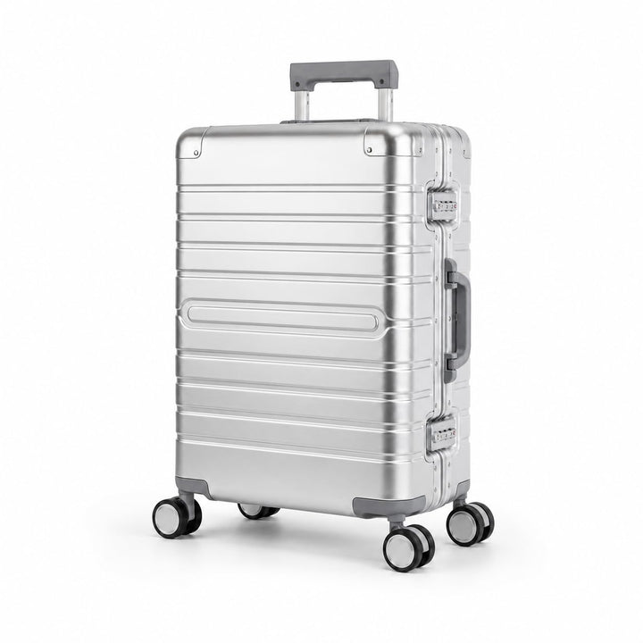 Travelhouse Oslo Alu Reisekoffer Silber M-65cm Hartschalenkoffer Reisetrolley Suitecase Trolley 2X T