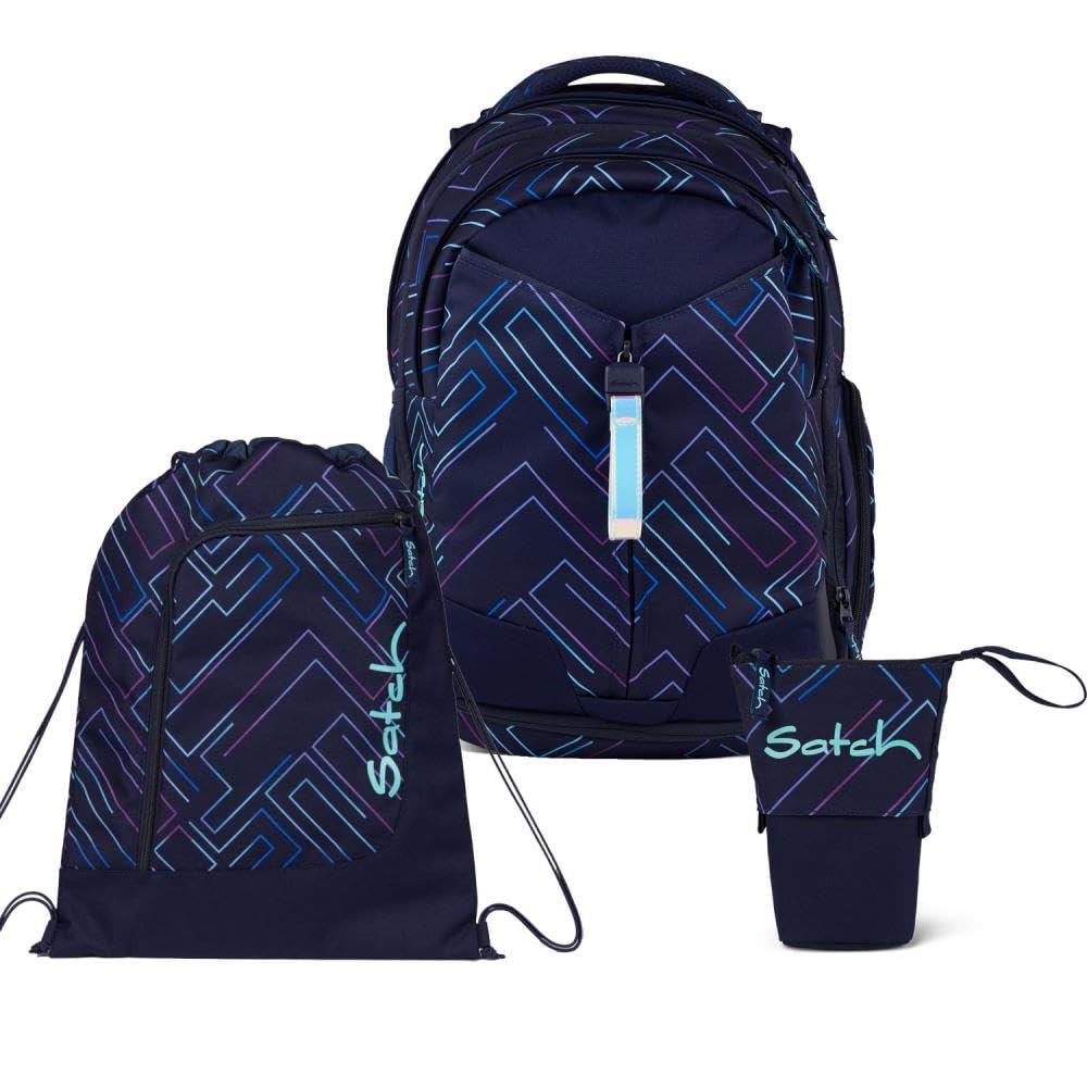 Satch Match Pencil Slider Light Edition Schulrucksack Set 3tlg. inkl. Sportbeutel Purple Laser, Purp