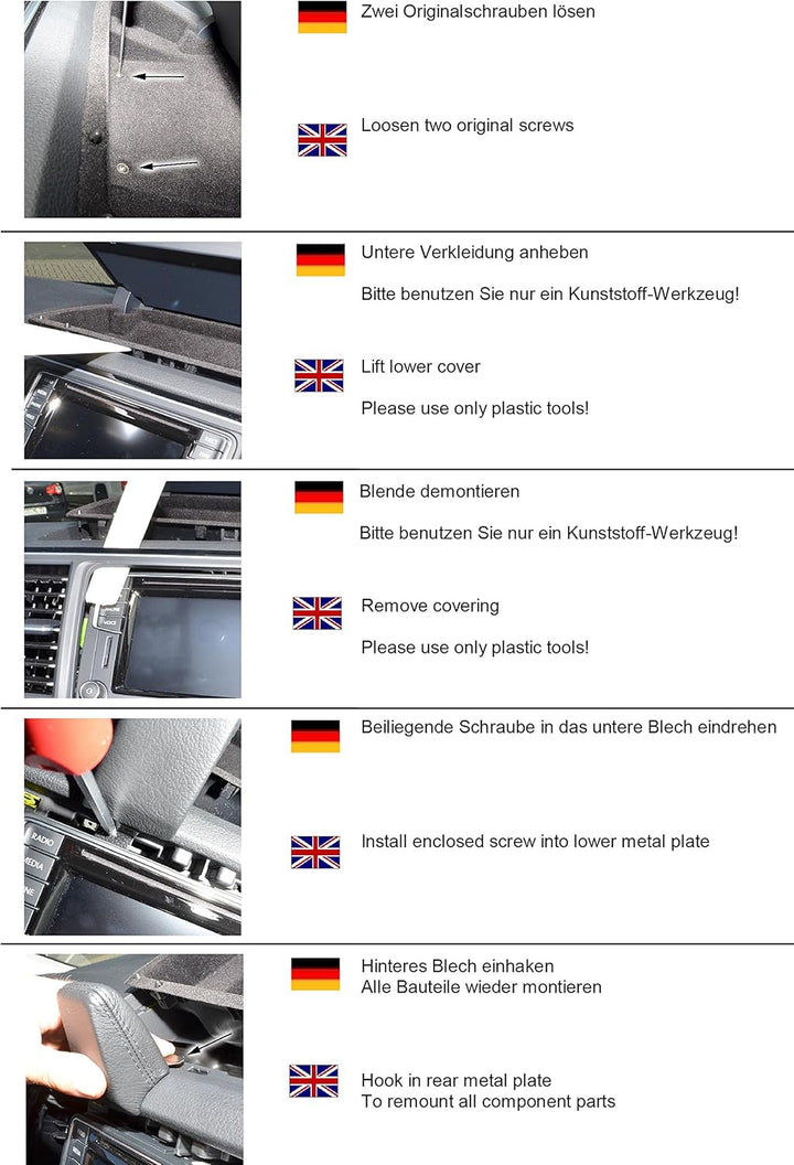 KUDA Handyhalterung passend für VW T6 Multivan 2015, VW T6 Caravelle 2015, VW T6 California 2015 - T